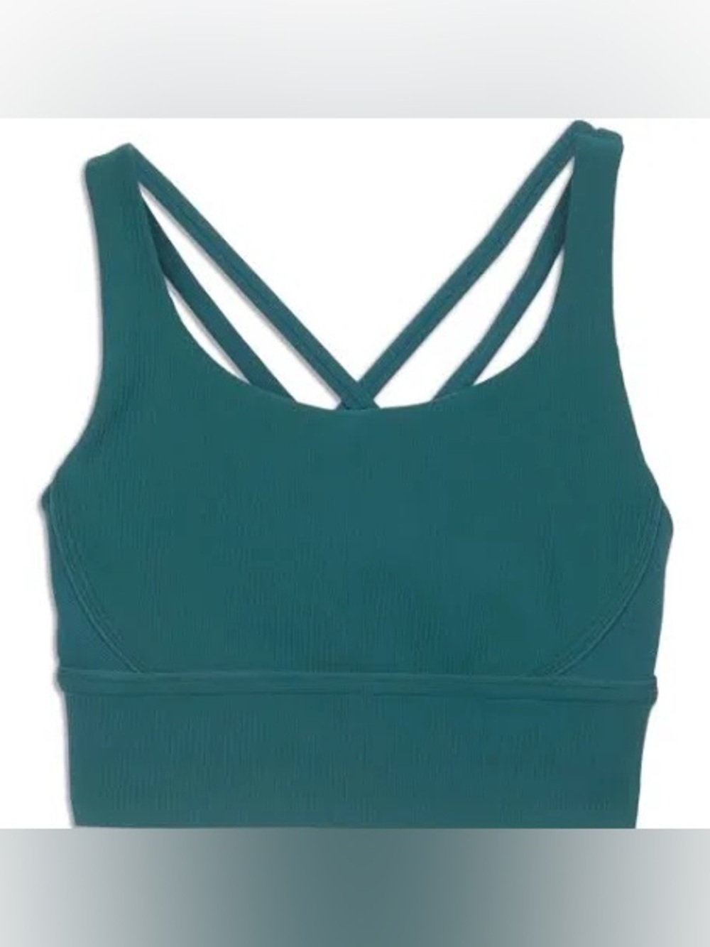 lululemon athletica teal lined pattern Strappy Sports Bra women’s size 6 - Picture 5 of 8